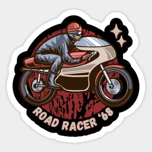 Road Racer '68 Cafe Racer Retro Motorcycle Sticker